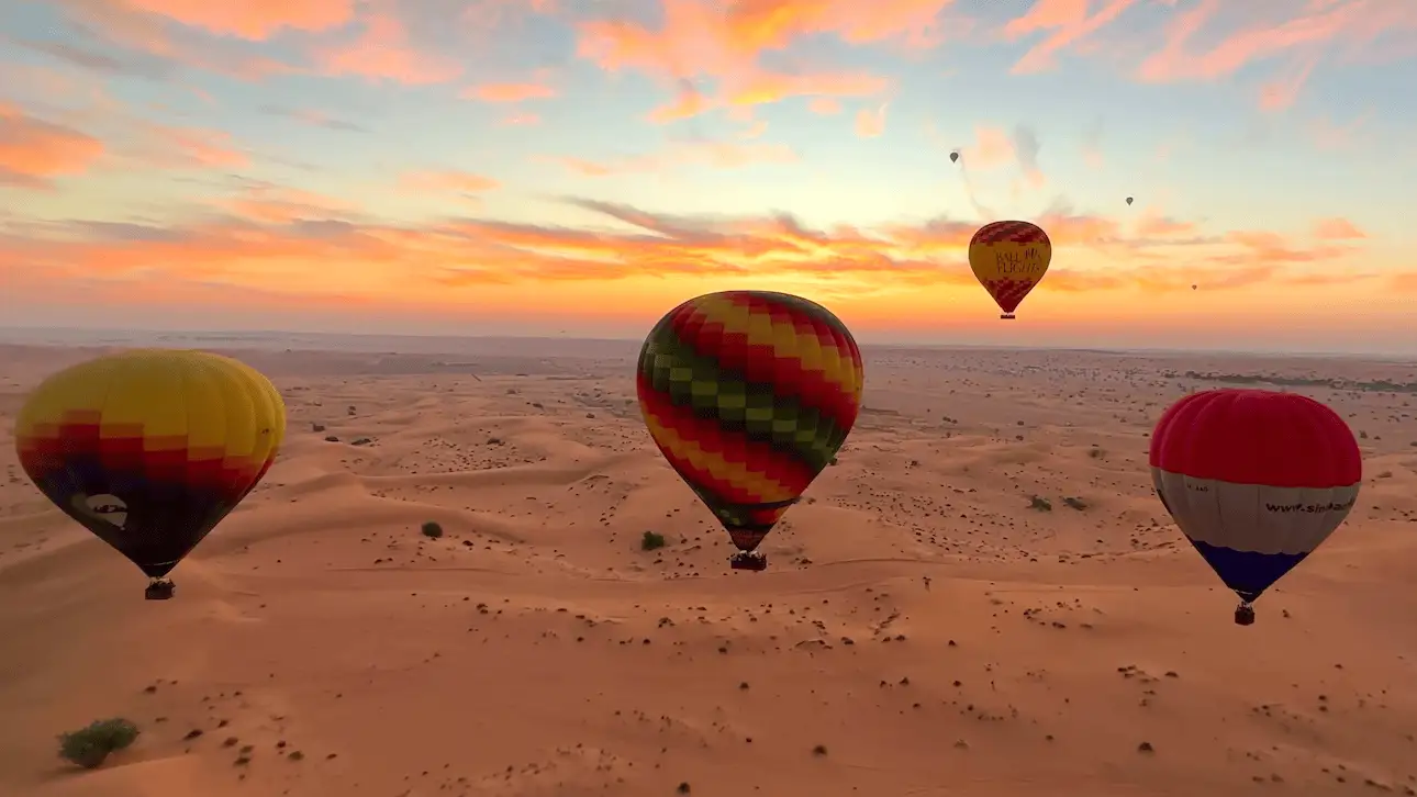 Globos aerostáticos en el desierto de Dubái