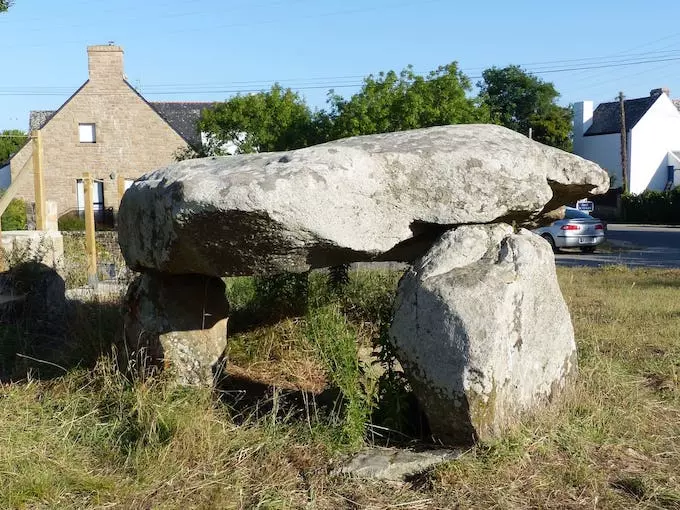 Side view of the Beaumer Dolmen