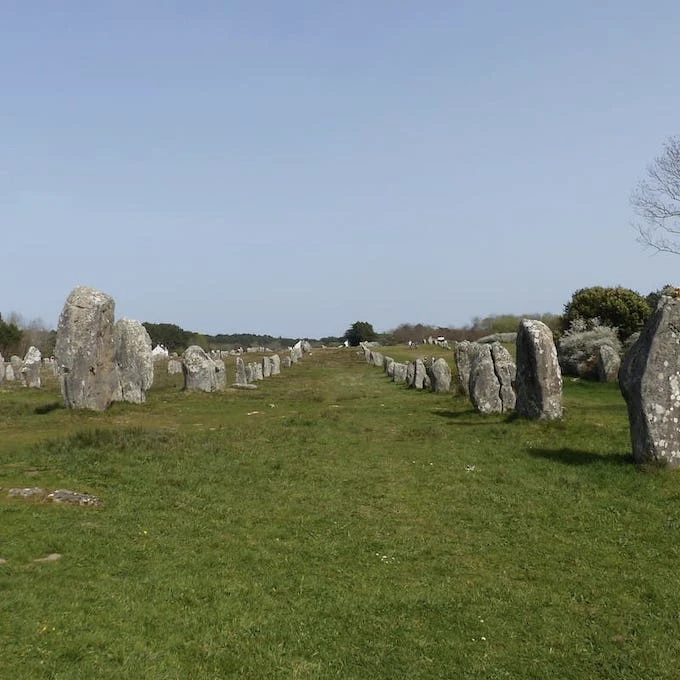 Rows of menhirs at the Alignments of Ménec in Carnac