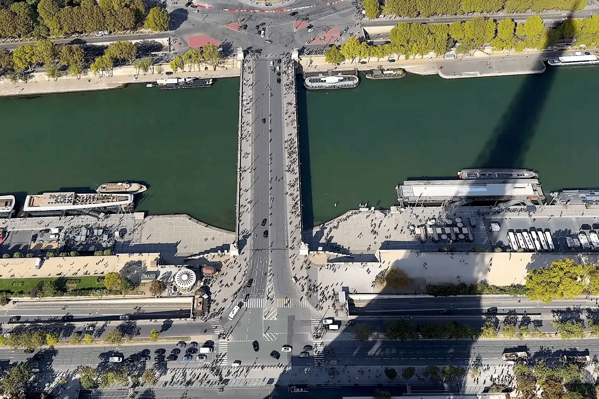 Shadow of the Eiffel Tower on the Seine from the top floor