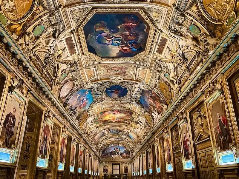 Louvre Paris Ceiling with paintings and gilding in the Louvre