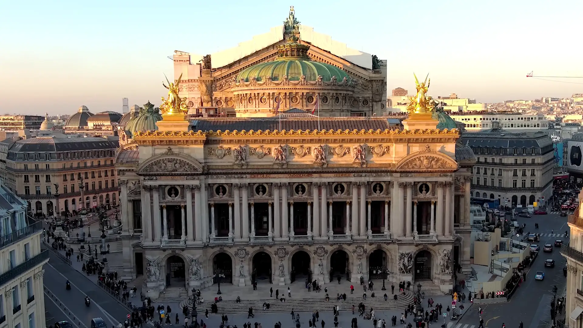 Front facade of the Palais Garnier in Paris