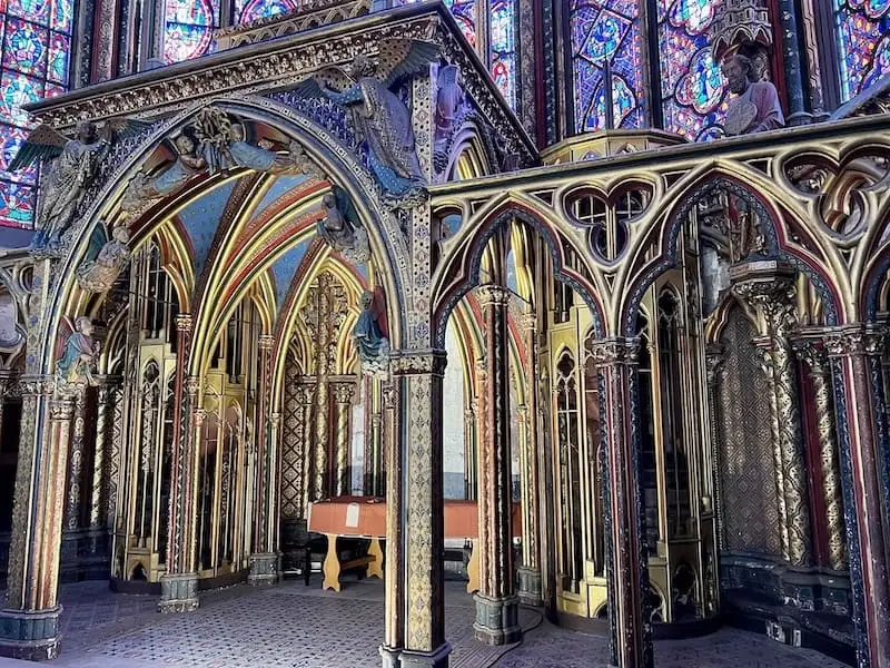 Sainte-Chapelle Paris Stained glass windows and gilding inside the Sainte-Chapelle