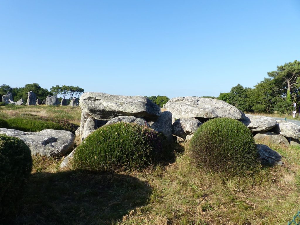 Dolmen parmi les pierres de Kermario à Carnac