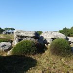 Dolmen dans les menhirs de Kermario de Carnac