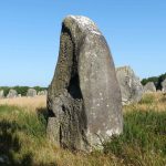 Close-up of a menhir in the Carnac Stones Alignments Park